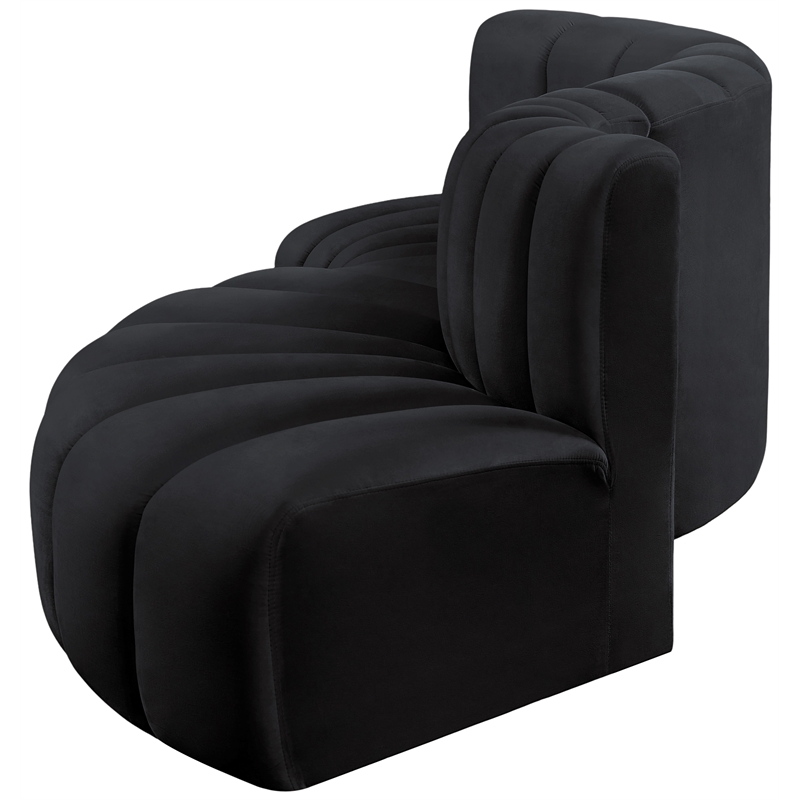 Meridian Furniture Arc Black Velvet Modular Sectional
