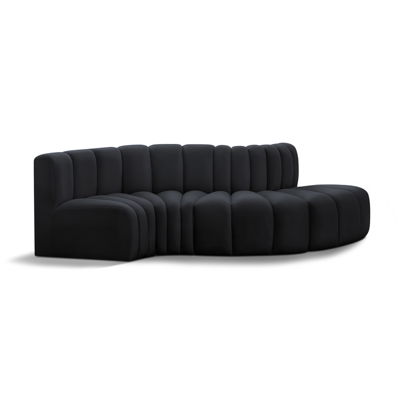 Meridian Furniture Arc Black Velvet Modular Sectional