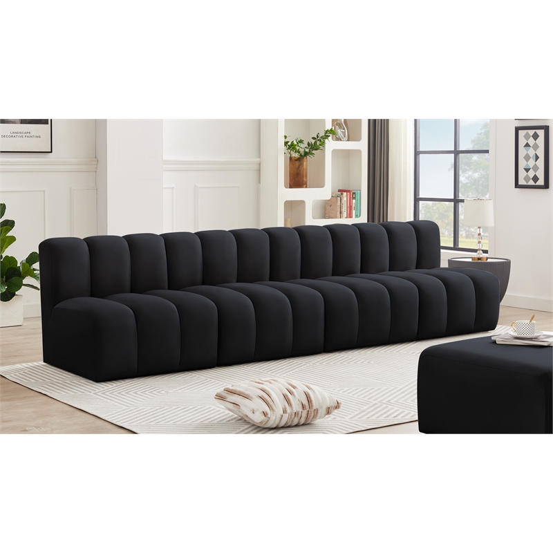 Meridian Furniture Arc Black Velvet Modular Sectional