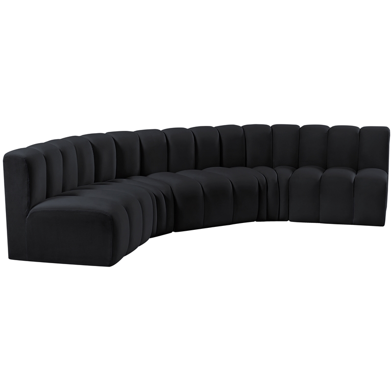 Meridian Furniture Arc Black Velvet Modular Sectional
