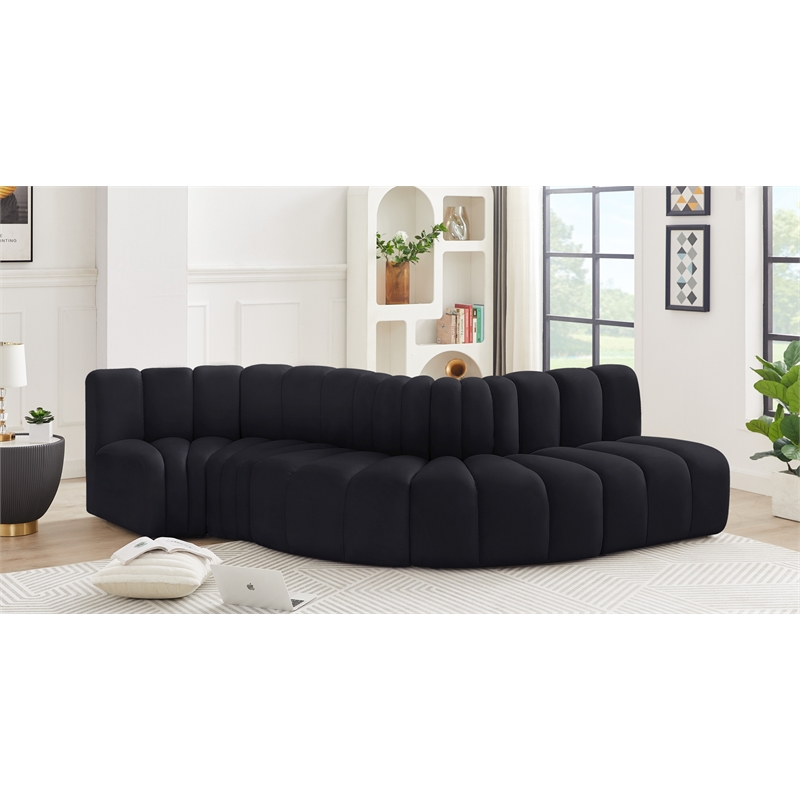 Meridian Furniture Arc Black Velvet Modular Sectional