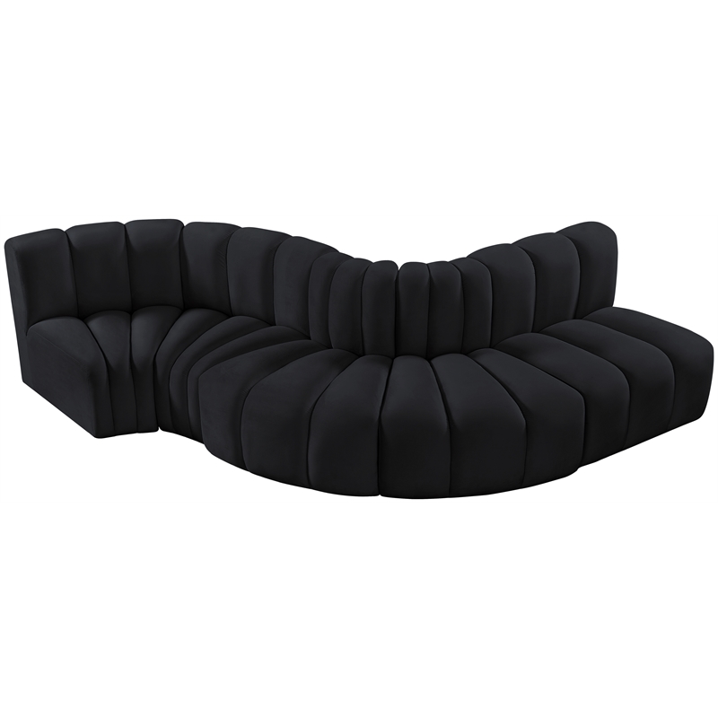 Meridian Furniture Arc Black Velvet Modular Sectional