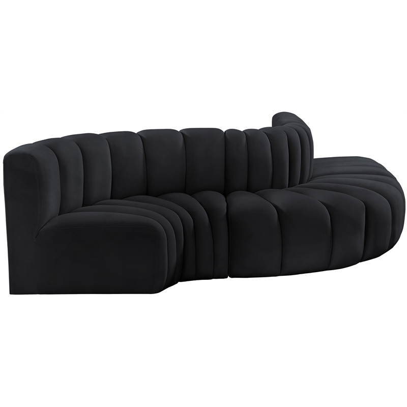 Meridian Furniture Arc Black Velvet Modular Sectional