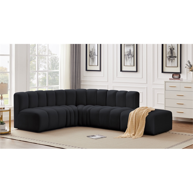 Meridian Furniture Arc Black Velvet Modular Sectional