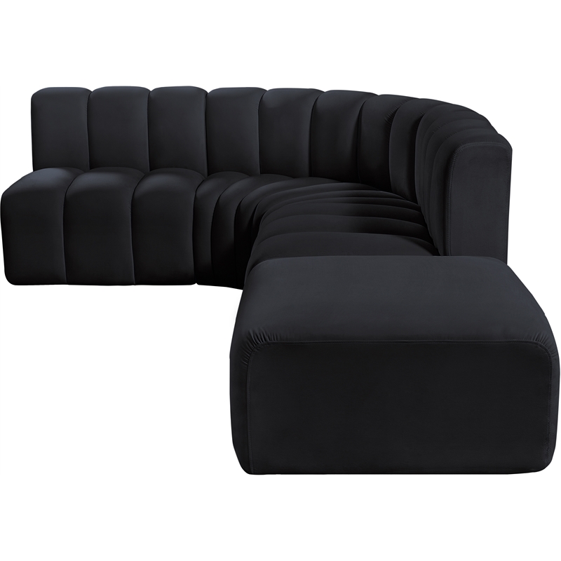 Meridian Furniture Arc Black Velvet Modular Sectional