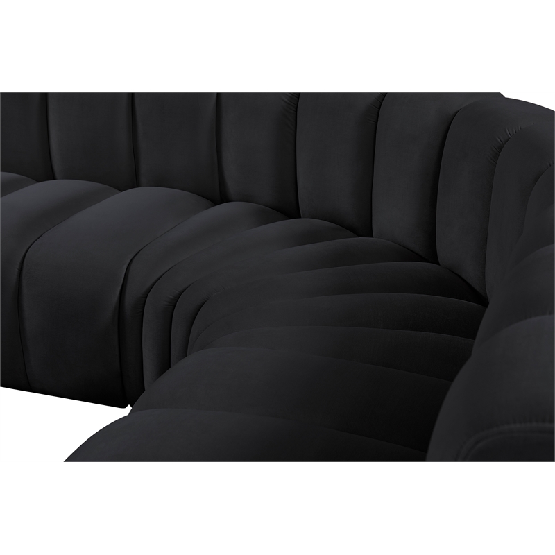 Meridian Furniture Arc Black Velvet Modular Sectional