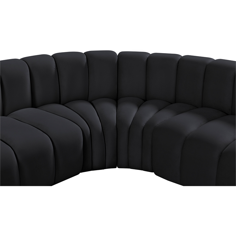 Meridian Furniture Arc Black Velvet Modular Sectional