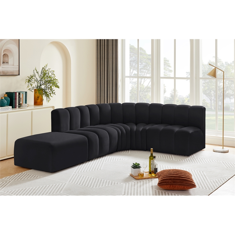 Meridian Furniture Arc Black Velvet Modular Sectional
