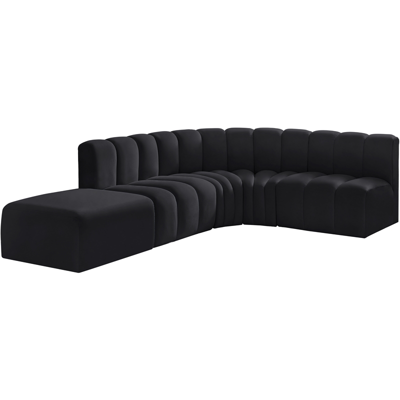 Meridian Furniture Arc Black Velvet Modular Sectional