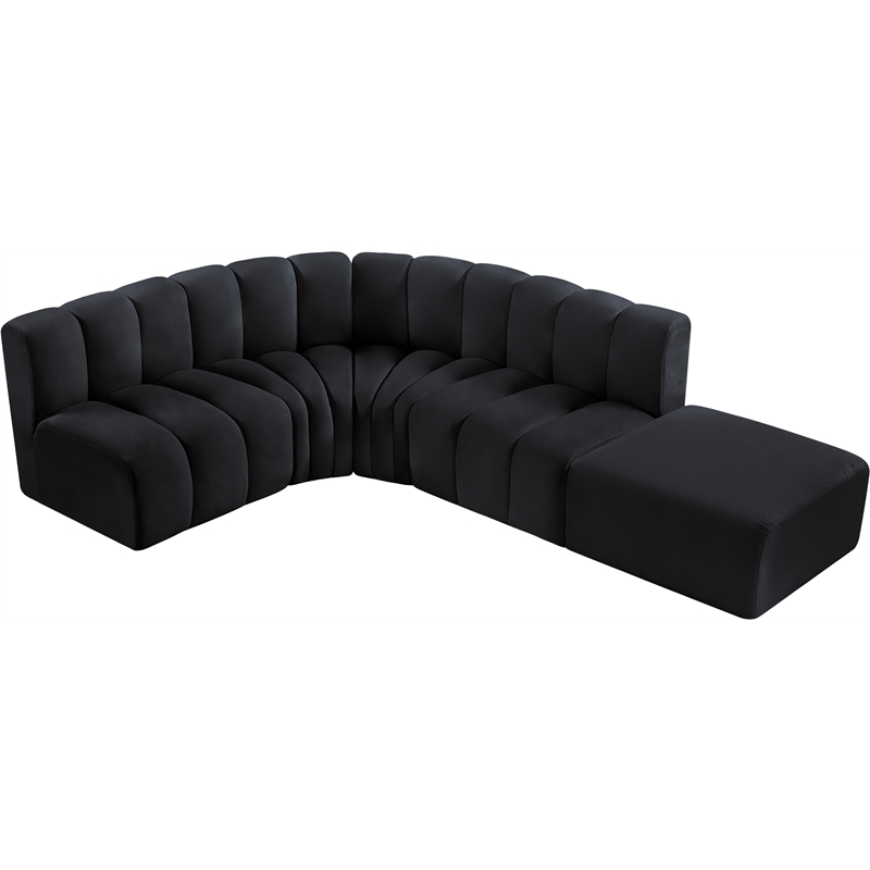 Meridian Furniture Arc Black Velvet Modular Sectional