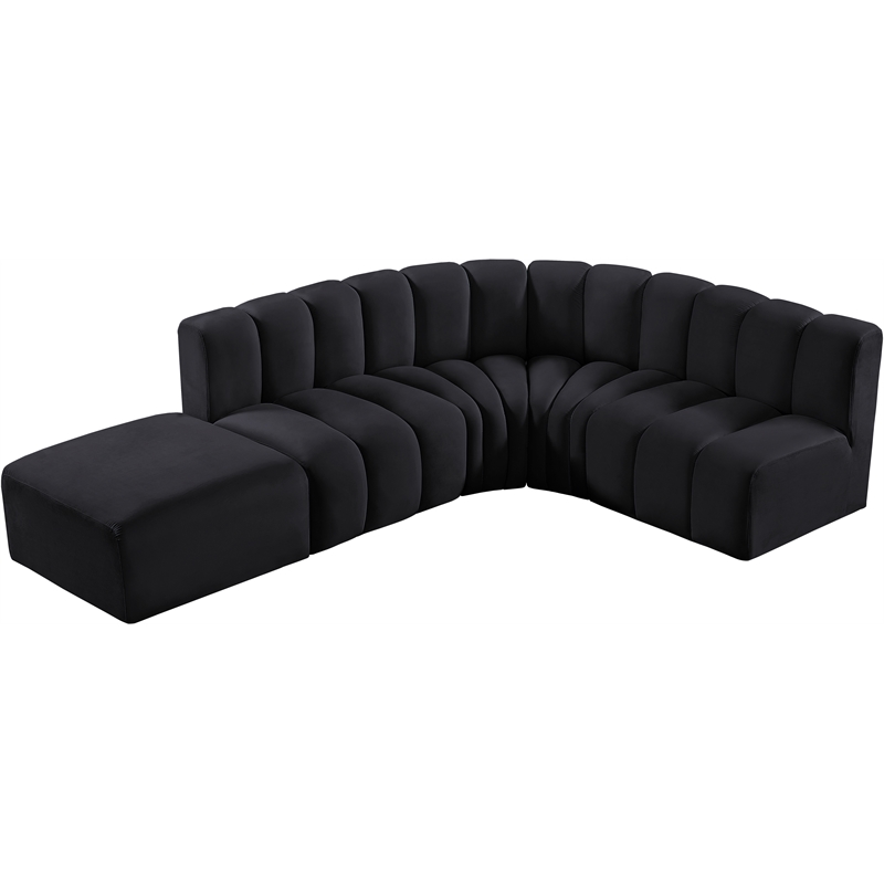 Meridian Furniture Arc Black Velvet Modular Sectional