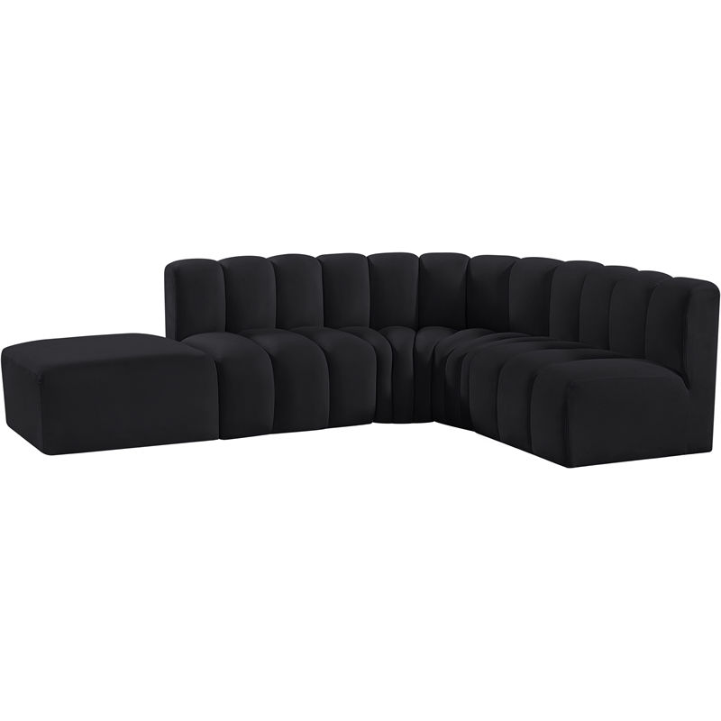 Meridian Furniture Arc Black Velvet Modular Sectional