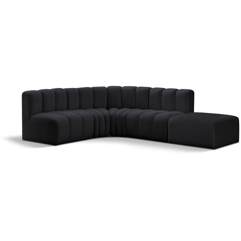 Meridian Furniture Arc Black Velvet Modular Sectional