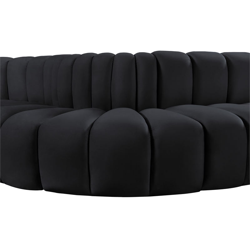 meridian furniture arc black velvet modular sectional