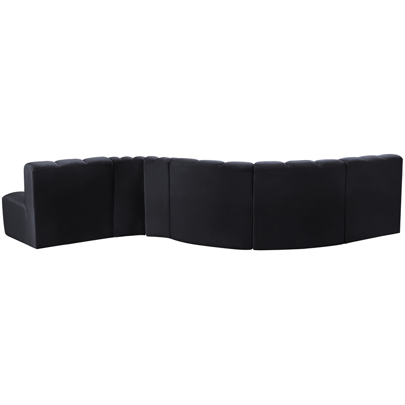 meridian furniture arc black velvet modular sectional