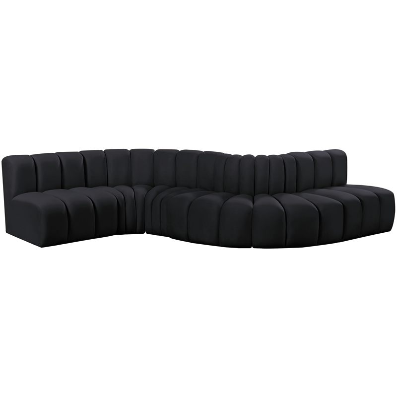 meridian furniture arc black velvet modular sectional