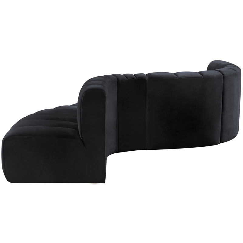 meridian furniture arc black velvet modular sectional