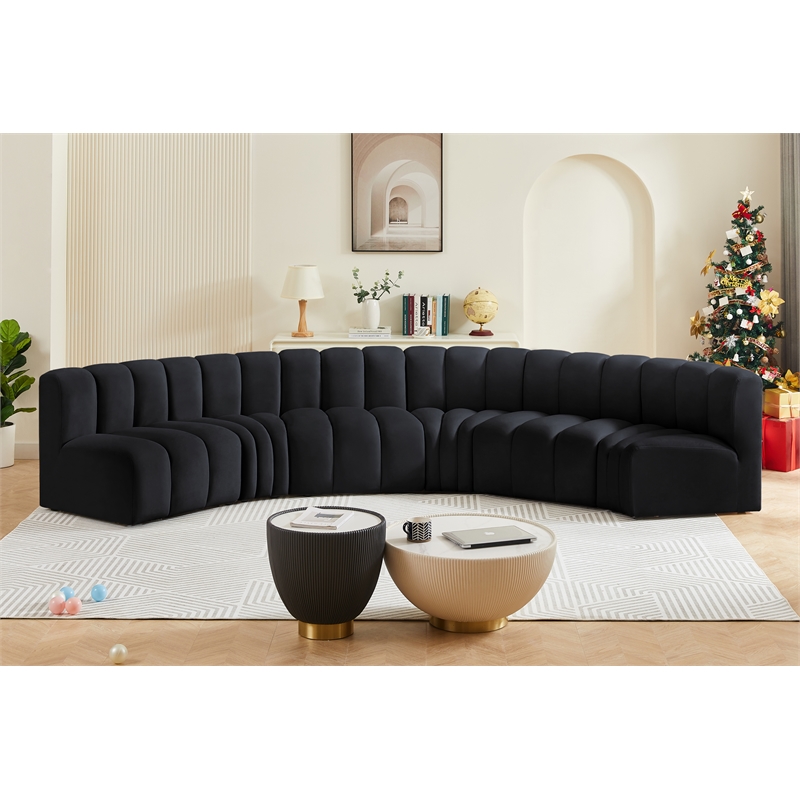 Meridian Furniture Arc Black Velvet Modular Sectional