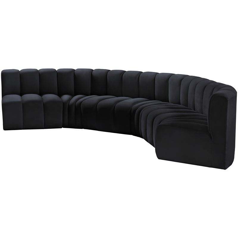 Meridian Furniture Arc Black Velvet Modular Sectional