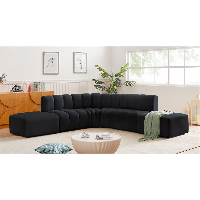 Meridian Furniture Arc Black Velvet Modular Sectional