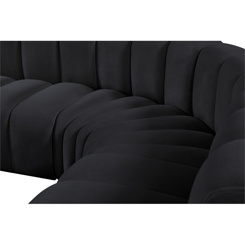 Meridian Furniture Arc Black Velvet Modular Sectional