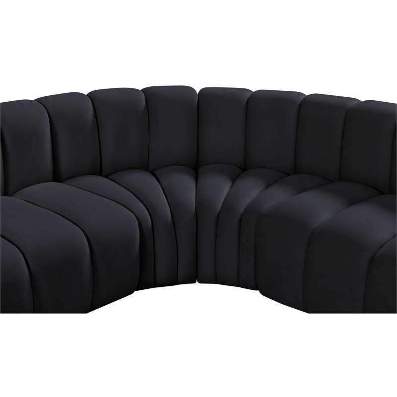 Meridian Furniture Arc Black Velvet Modular Sectional