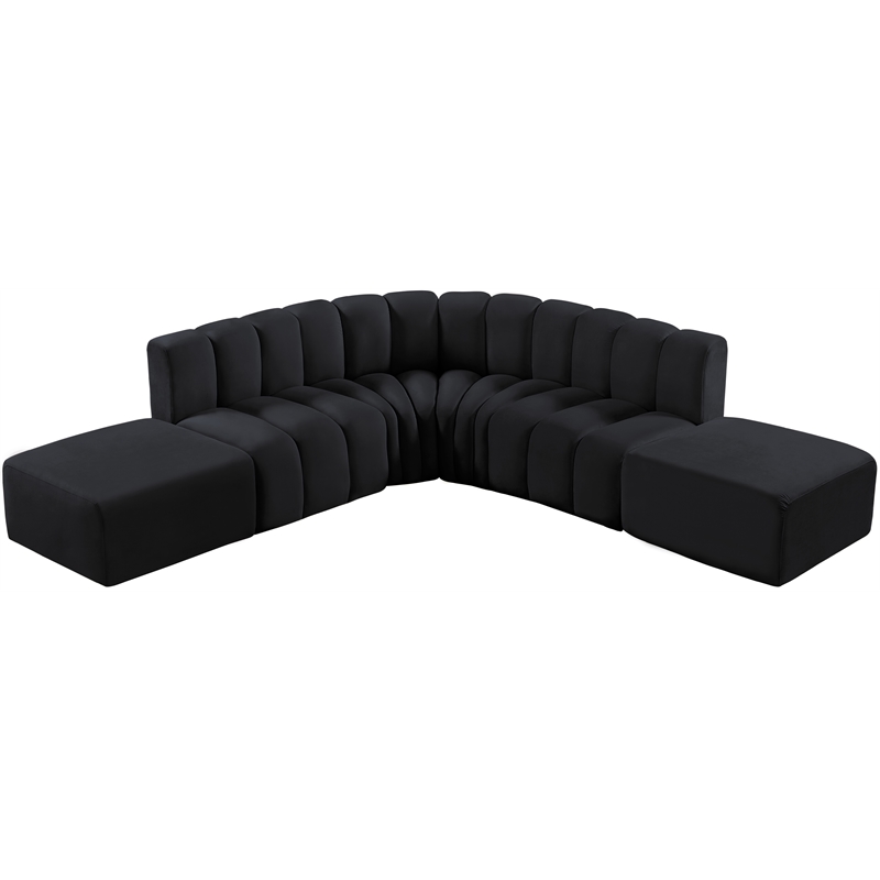 Meridian Furniture Arc Black Velvet Modular Sectional