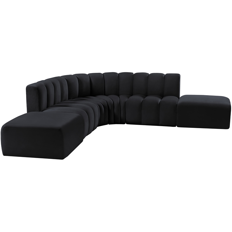 Meridian Furniture Arc Black Velvet Modular Sectional