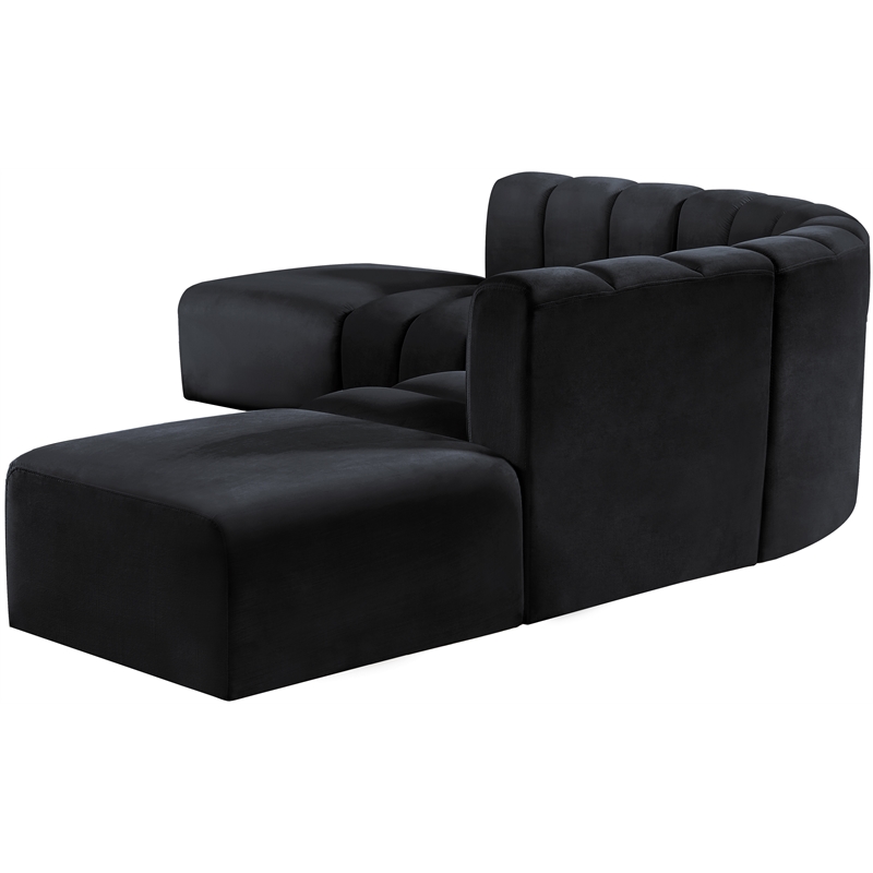 Meridian Furniture Arc Black Velvet Modular Sectional