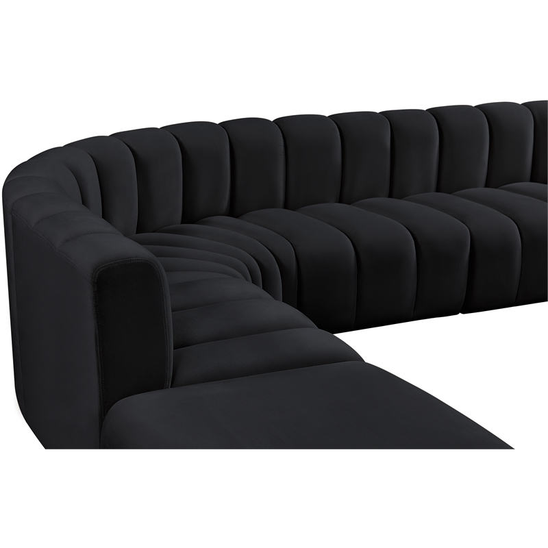 Meridian Furniture Arc Black Velvet Modular Sectional