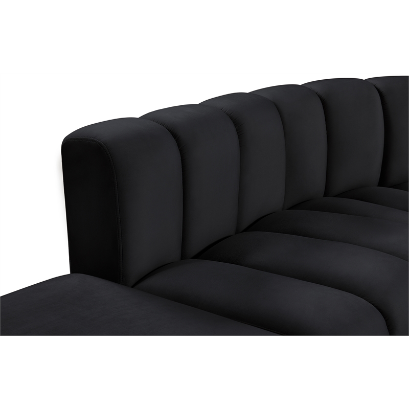 Meridian Furniture Arc Black Velvet Modular Sectional