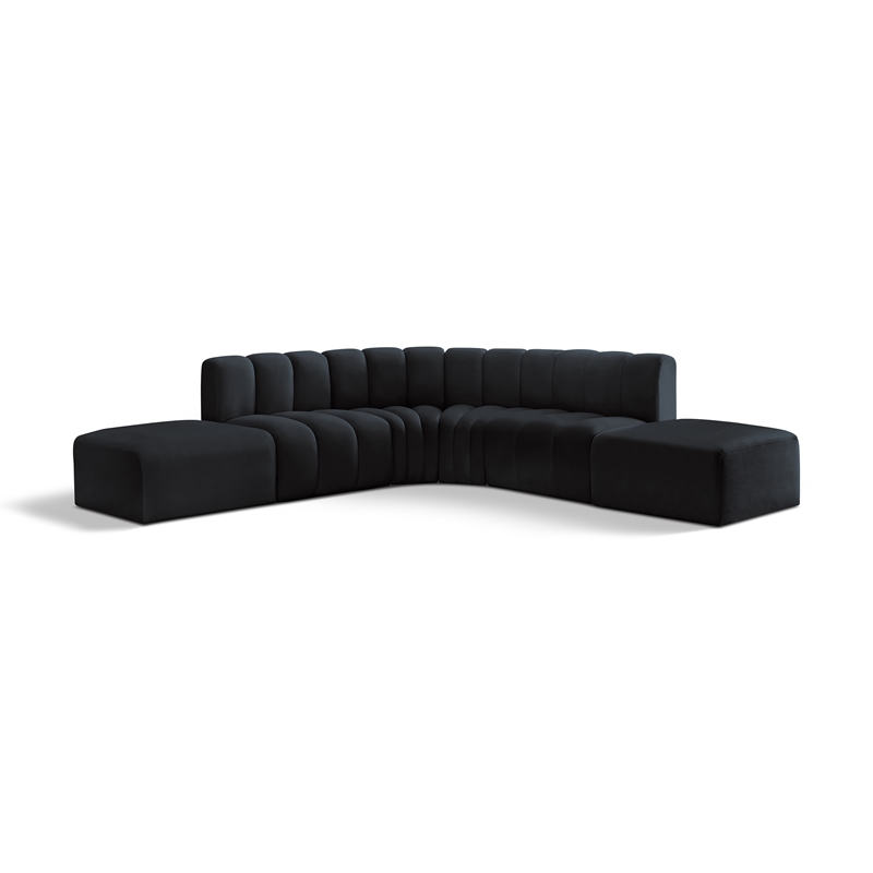 Meridian Furniture Arc Black Velvet Modular Sectional