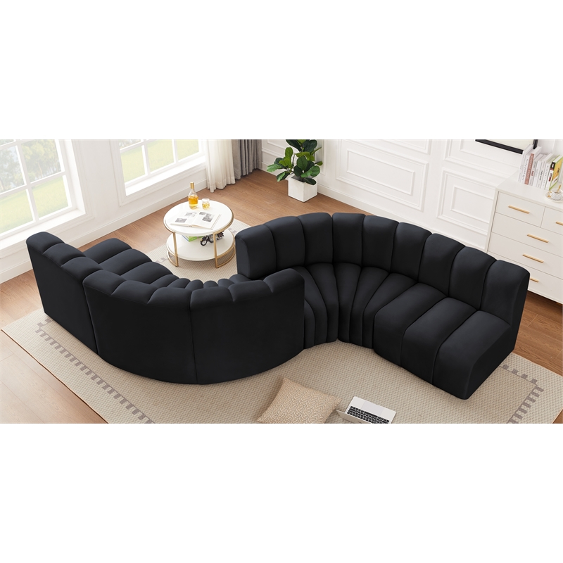 Meridian Furniture Arc Black Velvet Modular Sectional