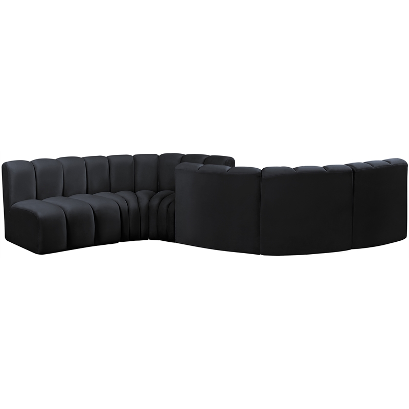 Meridian Furniture Arc Black Velvet Modular Sectional