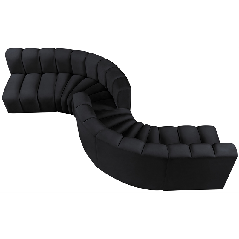 Meridian Furniture Arc Black Velvet Modular Sectional