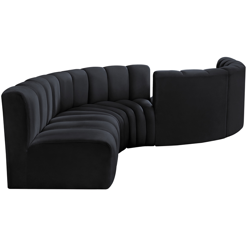 Meridian Furniture Arc Black Velvet Modular Sectional