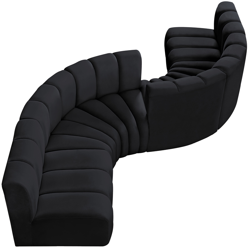 Meridian Furniture Arc Black Velvet Modular Sectional