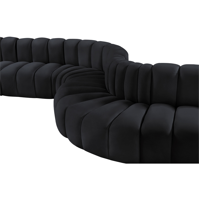 Meridian Furniture Arc Black Velvet Modular Sectional