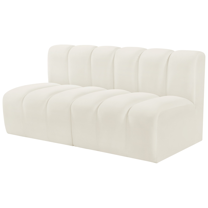 Meridian Furniture Arc Cream Velvet Modular Sectional