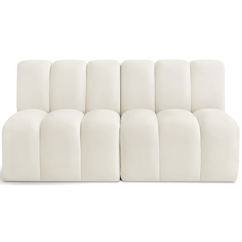 Meridian Furniture Arc Cream Velvet Modular Sectional