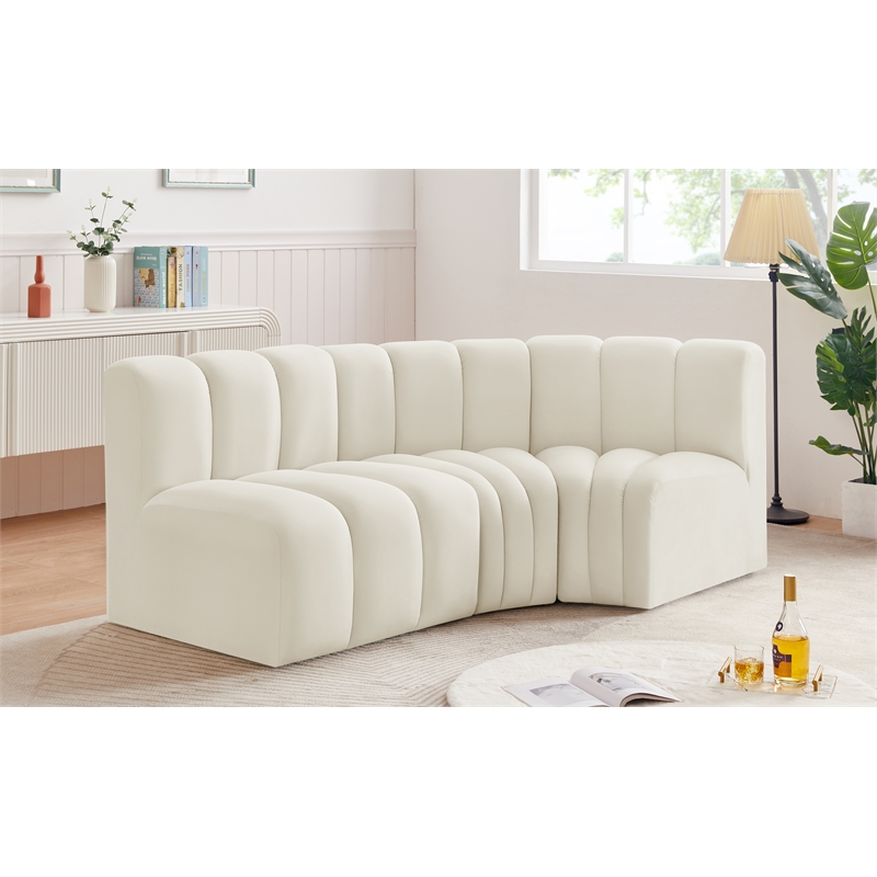Meridian Furniture Arc Cream Velvet Modular Sectional
