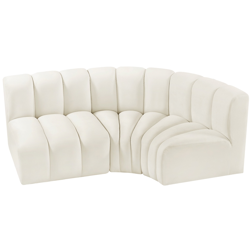 Meridian Furniture Arc Cream Velvet Modular Sectional