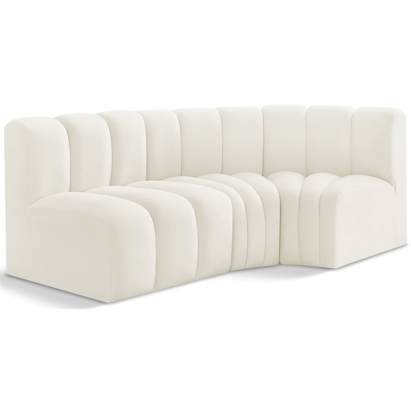 Meridian Furniture Arc Cream Velvet Modular Sectional