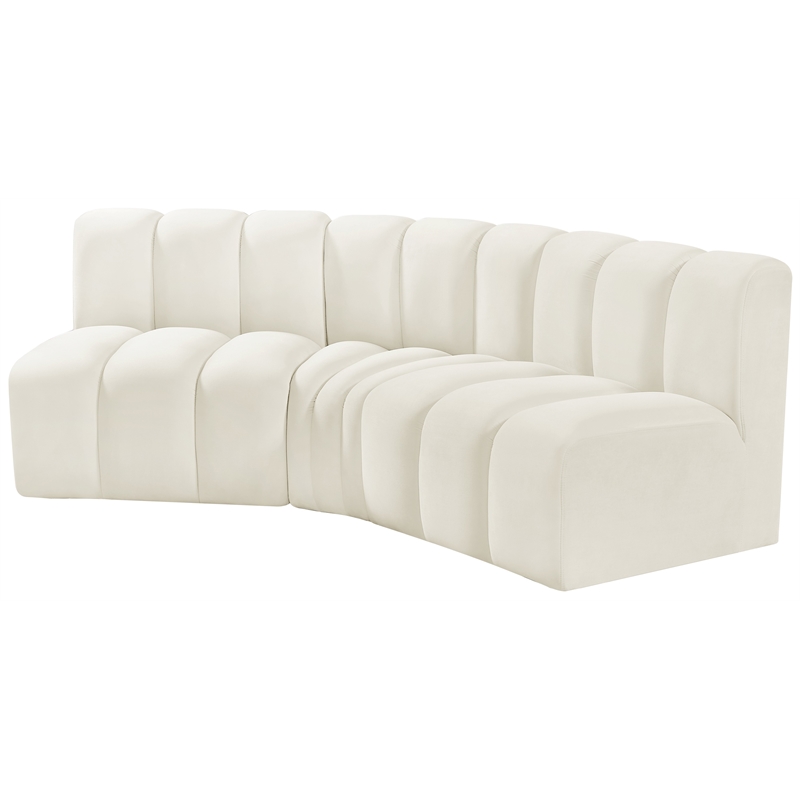 Meridian Furniture Arc Cream Velvet Modular Sectional