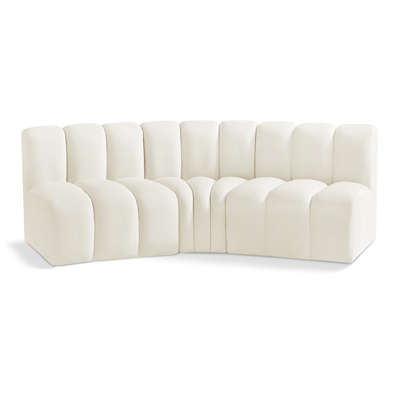 Meridian Furniture Arc Cream Velvet Modular Sectional