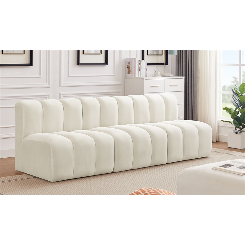 Meridian Furniture Arc Cream Velvet Modular Sectional