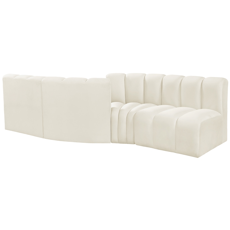 Meridian Furniture Arc Cream Velvet Modular Sectional
