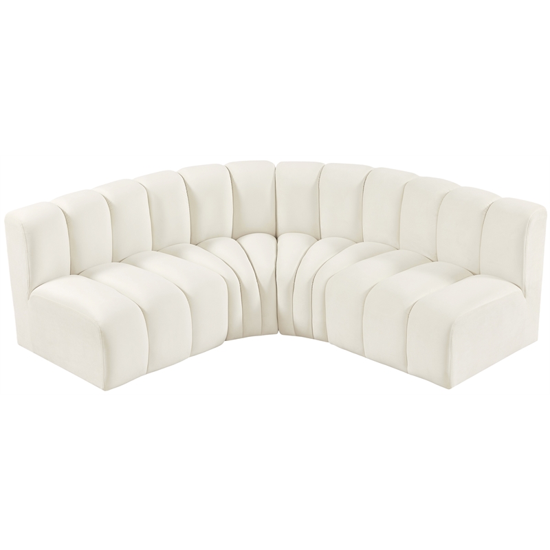 Meridian Furniture Arc Cream Velvet Modular Sectional