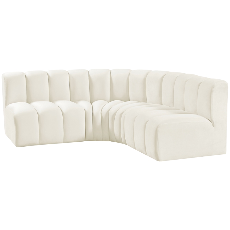 Meridian Furniture Arc Cream Velvet Modular Sectional