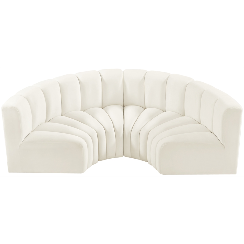 Meridian Furniture Arc Cream Velvet Modular Sectional